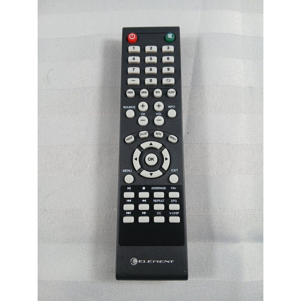 Genuine OEM Element TV Remote Control Black with White Buttons - Tested